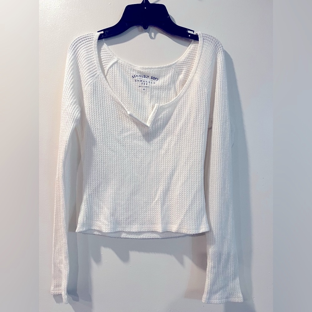 Aeropostale Cream Waffle Knit Blouse